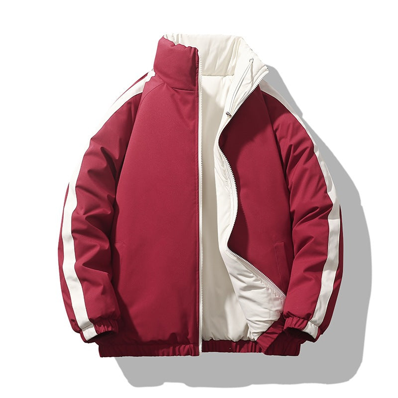 Herren Kurz geschnittene Thermo-Pufferjacke mit hohem, verstellbarem Stehkragen und kontrastierter Innenfütterung Drune