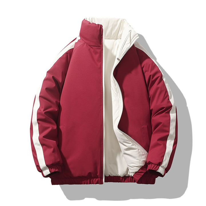 Herren Kurz geschnittene Thermo-Pufferjacke mit hohem, verstellbarem Stehkragen und kontrastierter Innenfütterung Drune