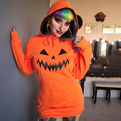 Damen Kapuzenkleid mit Halloween-Motiv Drune