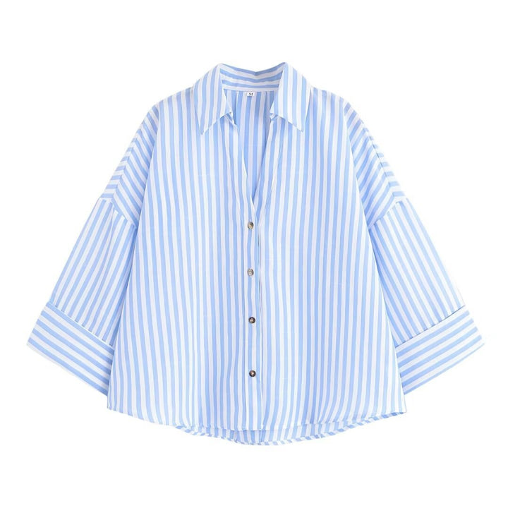 Damen Hemdblusenshirt mit lässigem Schnitt und eleganten 3/4-Ärmeln Drune