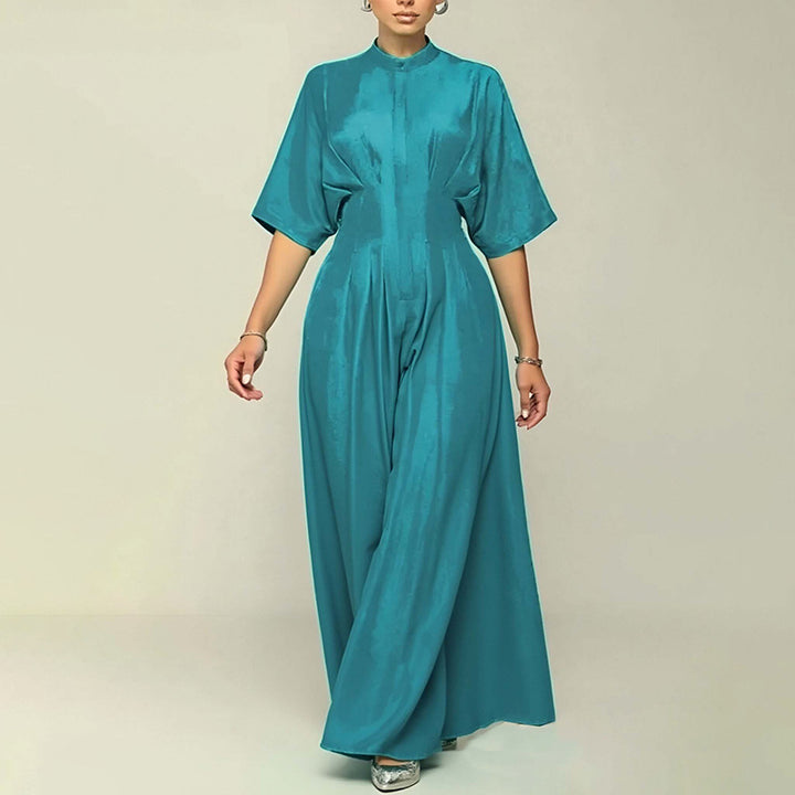 Damen Eleganter Overall mit weitem Bein und Kragen Drune