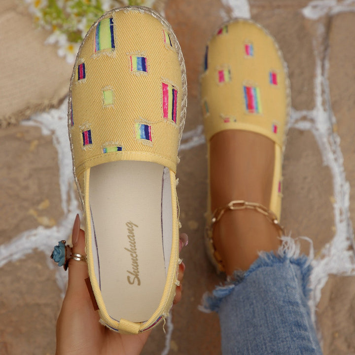Damen  atmungsaktive Strick-Espadrilles mit geflochtener Jute-Sohle und flexiblem Memory-Fußbett Drune