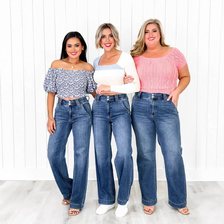 Damen Hochtaillierte Jeans Drune