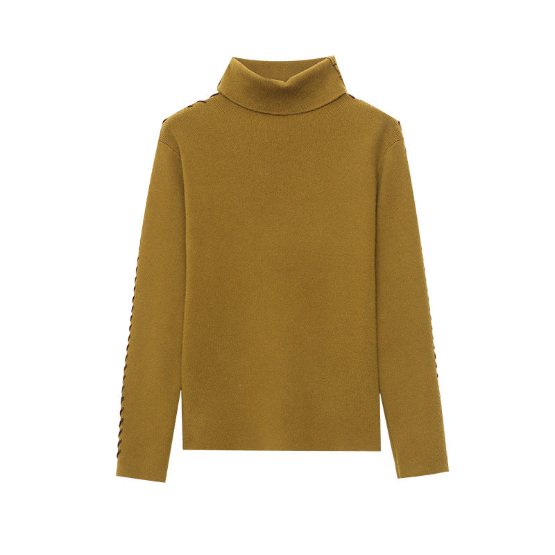 Damen eleganter Rollkragenpullover mit einzigartigen Seitendetails Drune