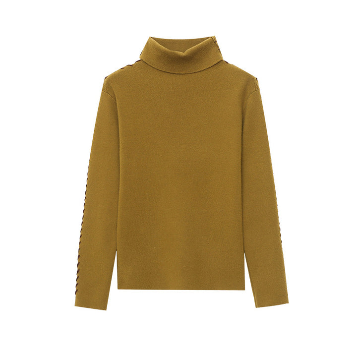 Damen eleganter Rollkragenpullover mit einzigartigen Seitendetails Drune