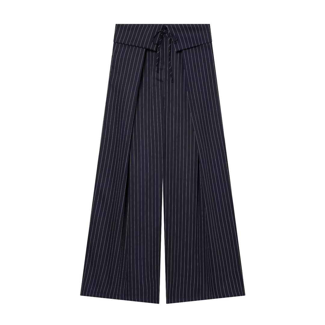 Damen Weite Highwaist-Palazzohose mit Wickel-Front und Taillenschnürung Drune
