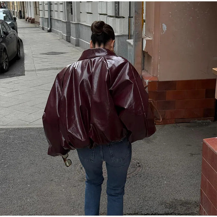 Damen Oversized Lederjacke Drune