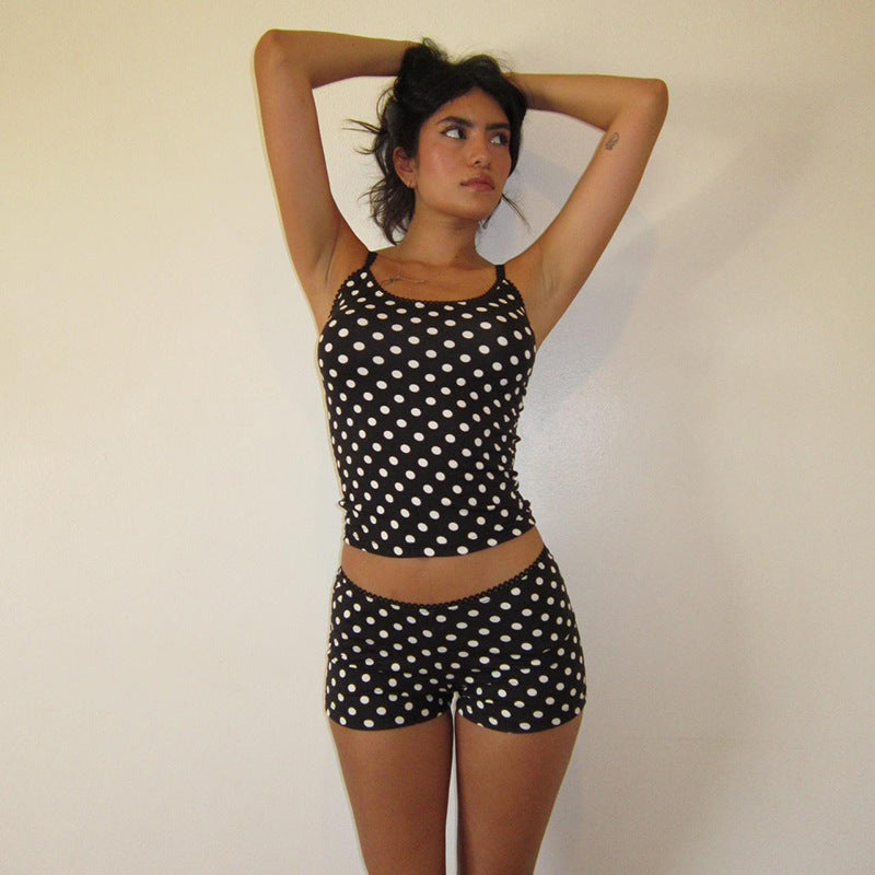 Damen Bikiniset mit punktiertem Design und verstellbaren Trägern Drune