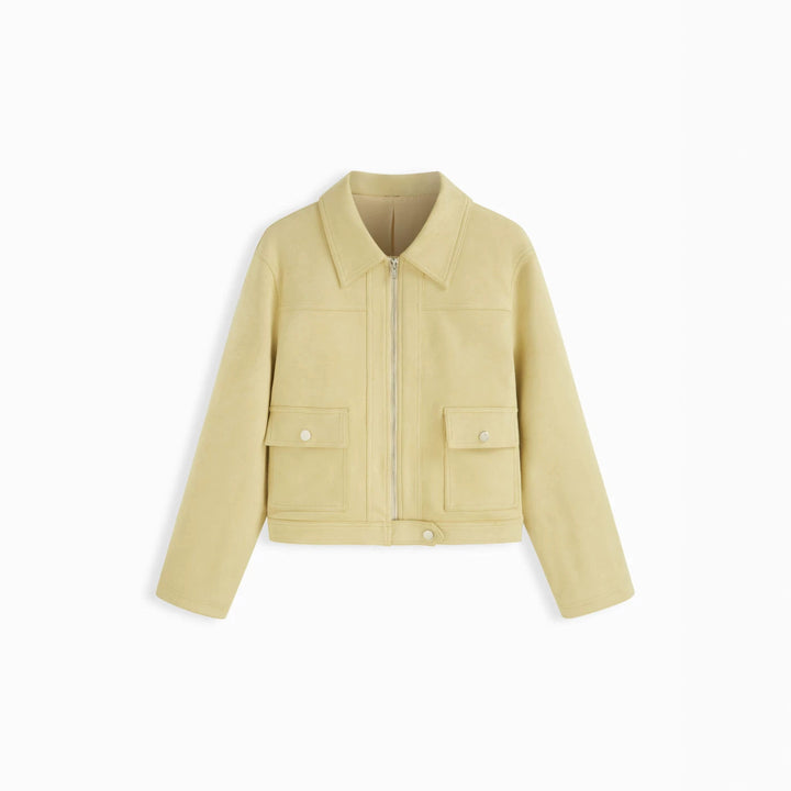 Damen Kurzjacke mit Reißverschluss, Hemdkragen und Pattentaschen Drune