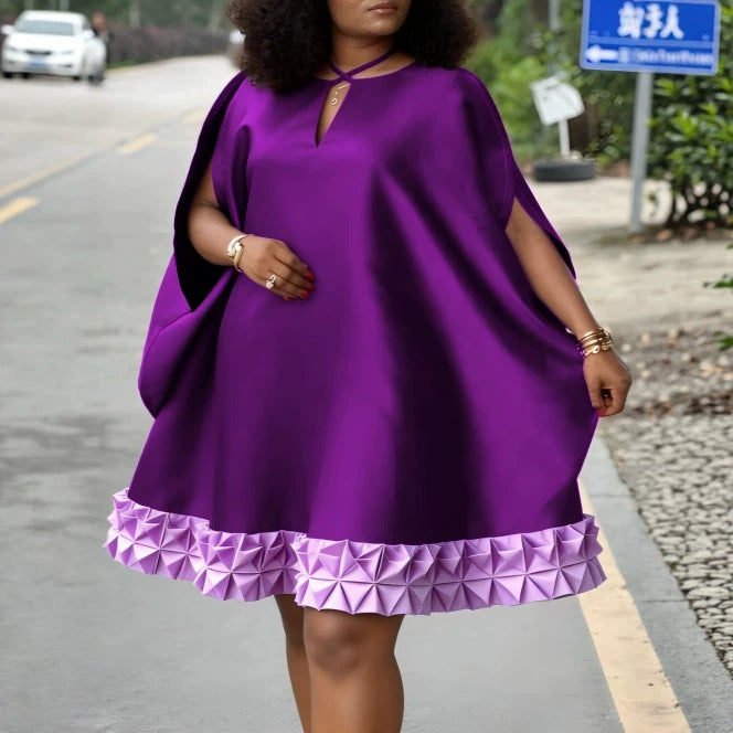 Damen Elegantes Kaftan-Kleid mit dekorativem Faltenbesatz Drune