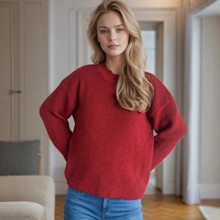 Damen gemütlicher Strickpullover mit modernem Rippdesign Drune