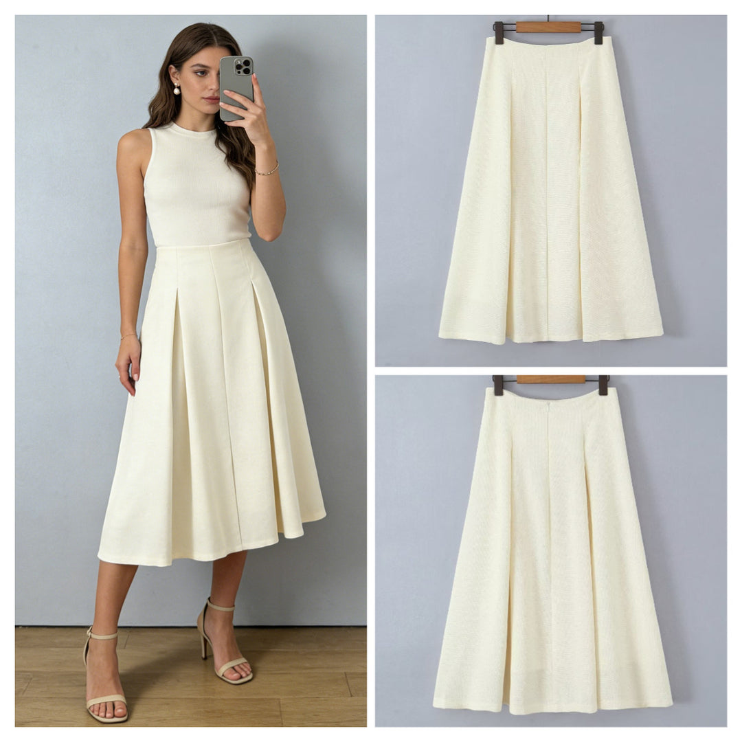 Damen eleganter Midirock mit feinem Strukturmuster Drune