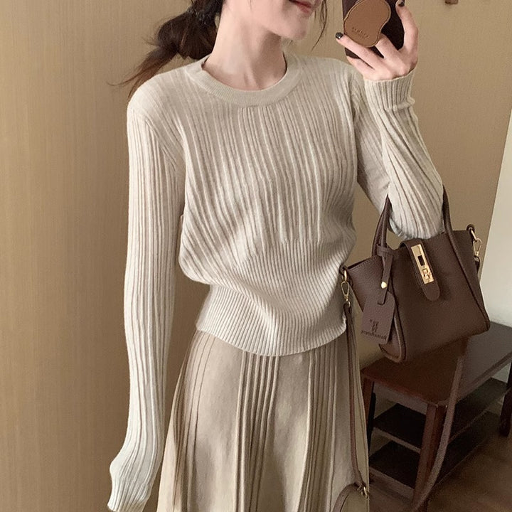 Damen Strickpullover mit eleganter Rippstruktur und taillierter Silhouette Drune