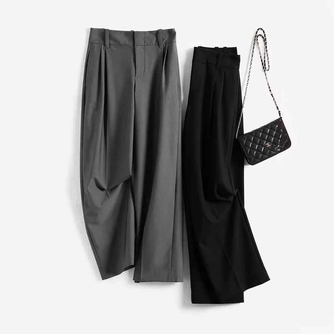 Damen Elegante, hoch taillierte und fließende Stoffhose Drune