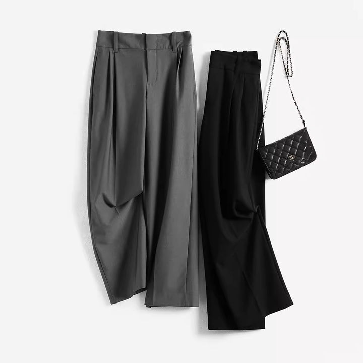 Damen Elegante, hoch taillierte und fließende Stoffhose Drune