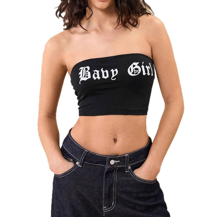 Damen Bandeau-Top mit kreativem Schriftzug Drune