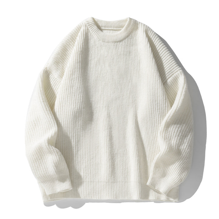 Unisex Grobstrick-Rundhalspullover mit Drop-Shoulder und markanter Rippenstruktur Drune