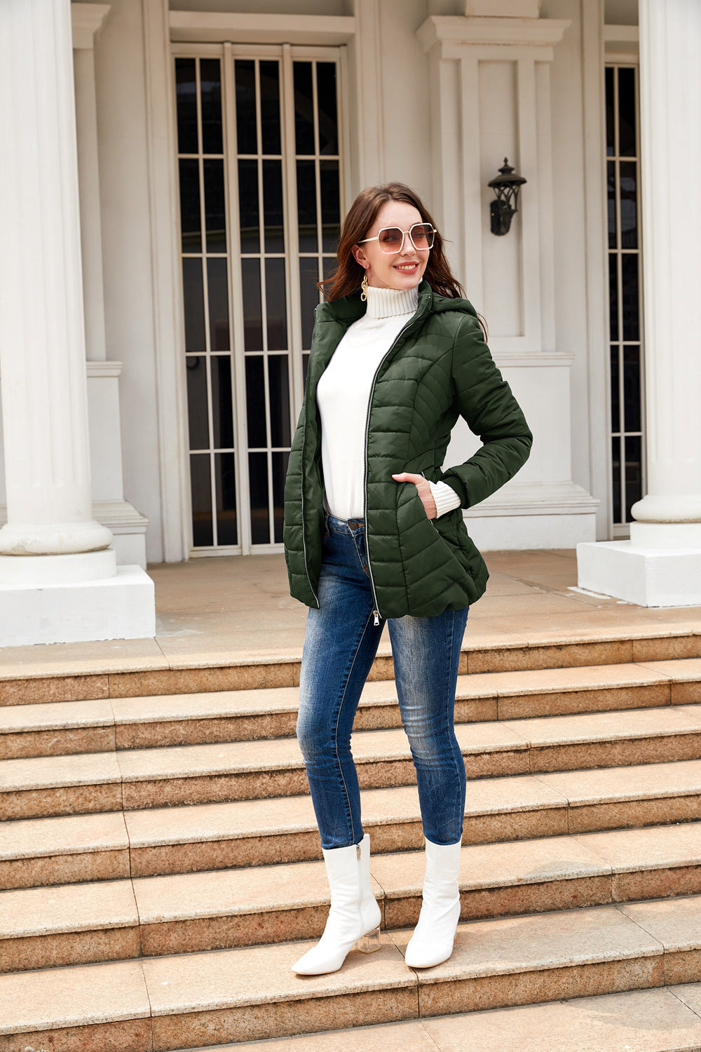 Damen gesteppte Winterjacke mit kuscheligem Innenfutter und praktischem Reißverschluss Drune