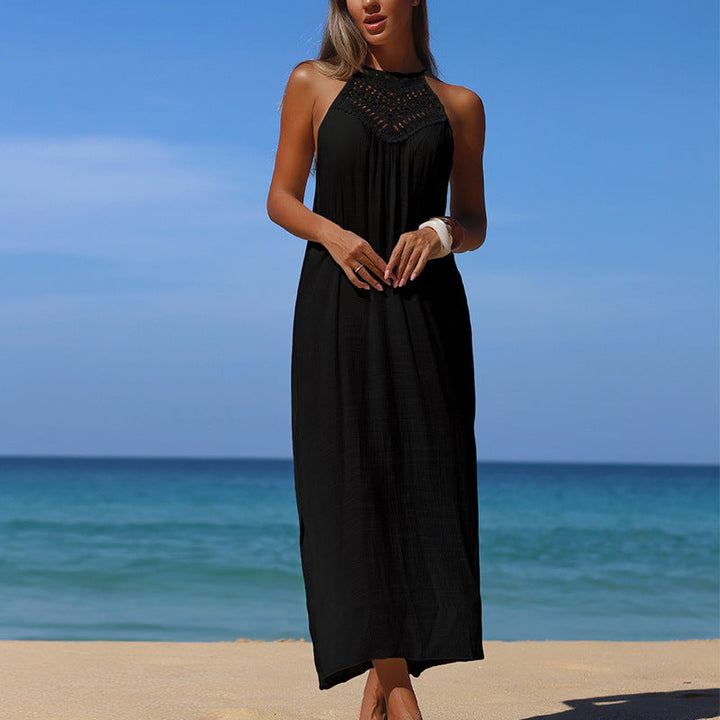 Damen lässiges Maxikleid mit gehäkeltem Oberteil Drune