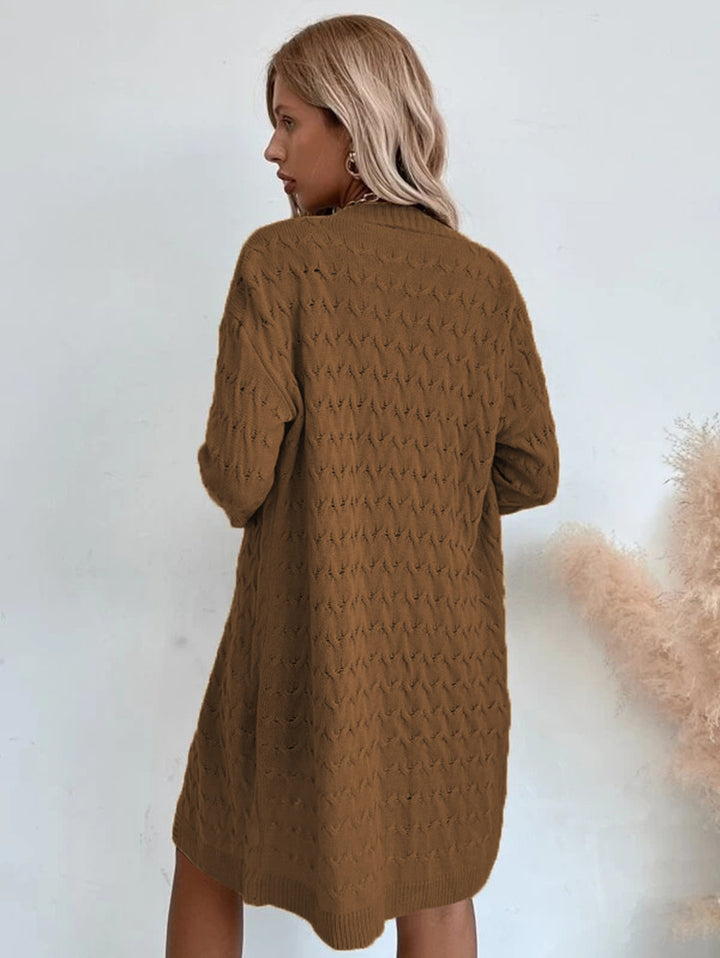 Damen Strickmantel mit raffiniertem Ajourmuster und bequemem Schnitt Drune