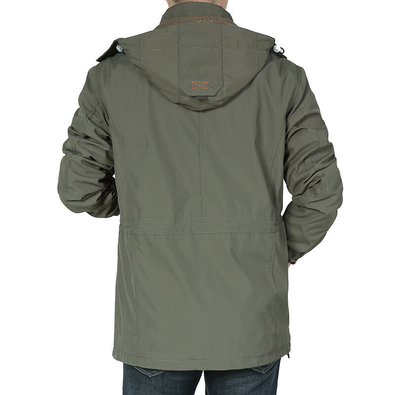 Herren nan thermisch gefütterter Utility-Parka mit weichem Teddyinnenfutter, Kapuze und multifunktionalen Taschen Drune