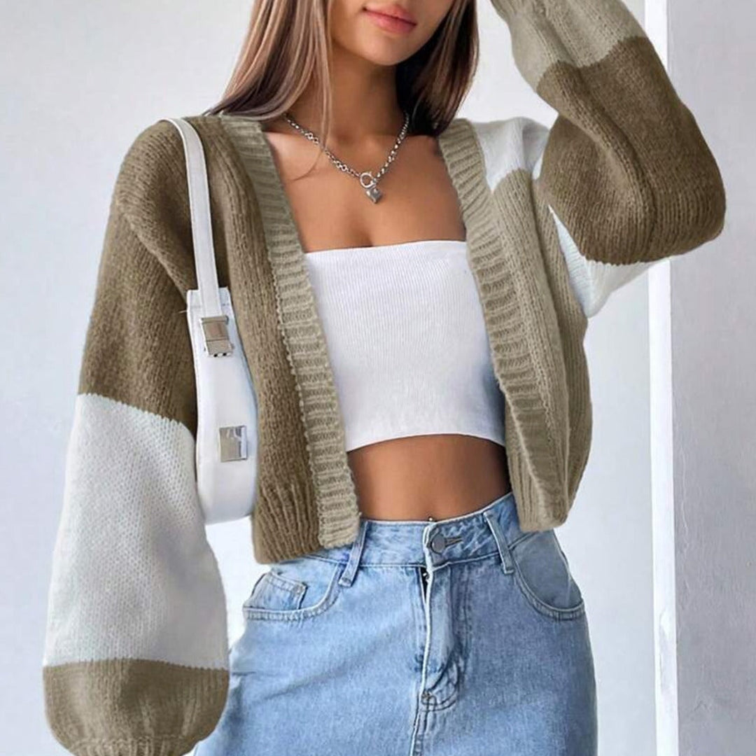 Damen Grobstrick-Cardigan mit ballonförmigen Ärmeln und modischem Design Drune