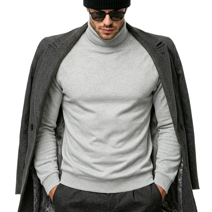 Herren Eleganter Baumwoll-Mix Rollkragenpullover Slim Fit Drune