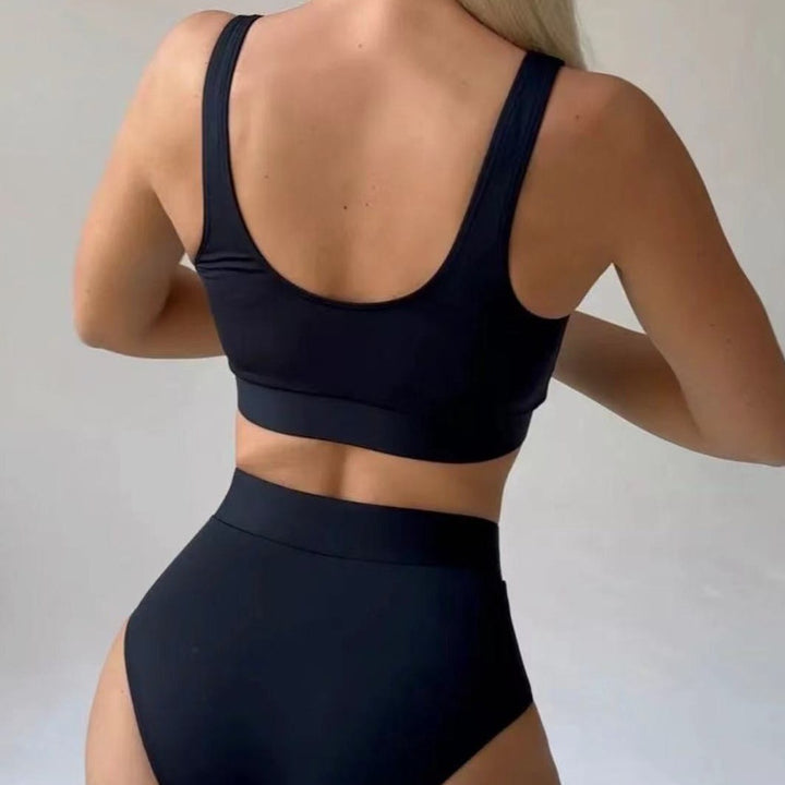 Damen Sportliches Bikini-Set mit Schnürung und hohem Bund Drune