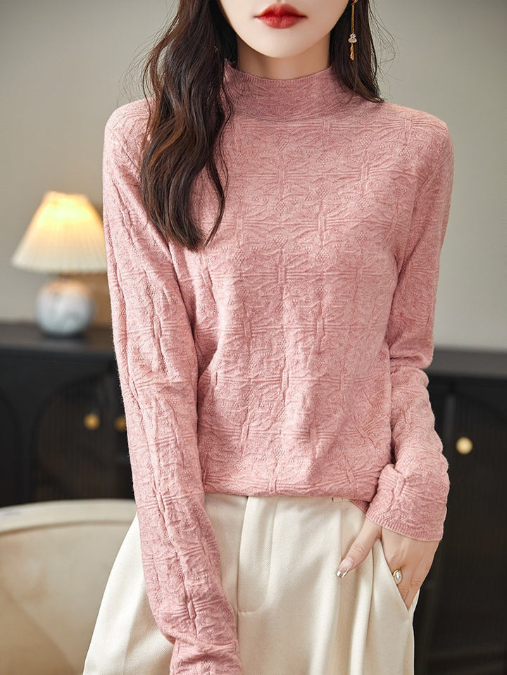 Damen Strukturiertes Feinstrick-Longsleeve mit Stehkragen und kastiger Silhouette Drune