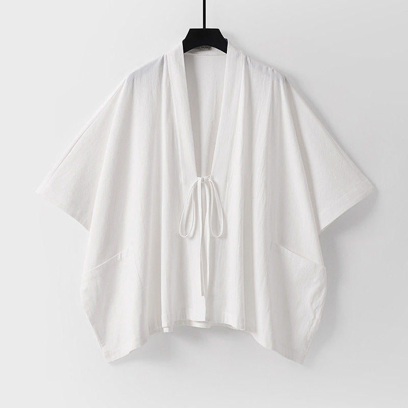 Damen Oversize Kimono-Cardigan mit Bindeband und aufgesetzten Taschen Drune