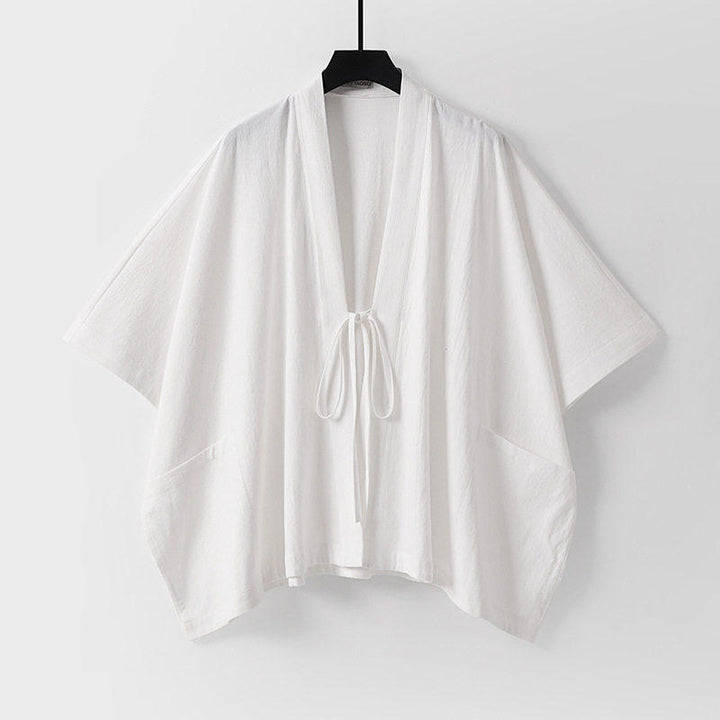 Damen Oversize Kimono-Cardigan mit Bindeband und aufgesetzten Taschen Drune