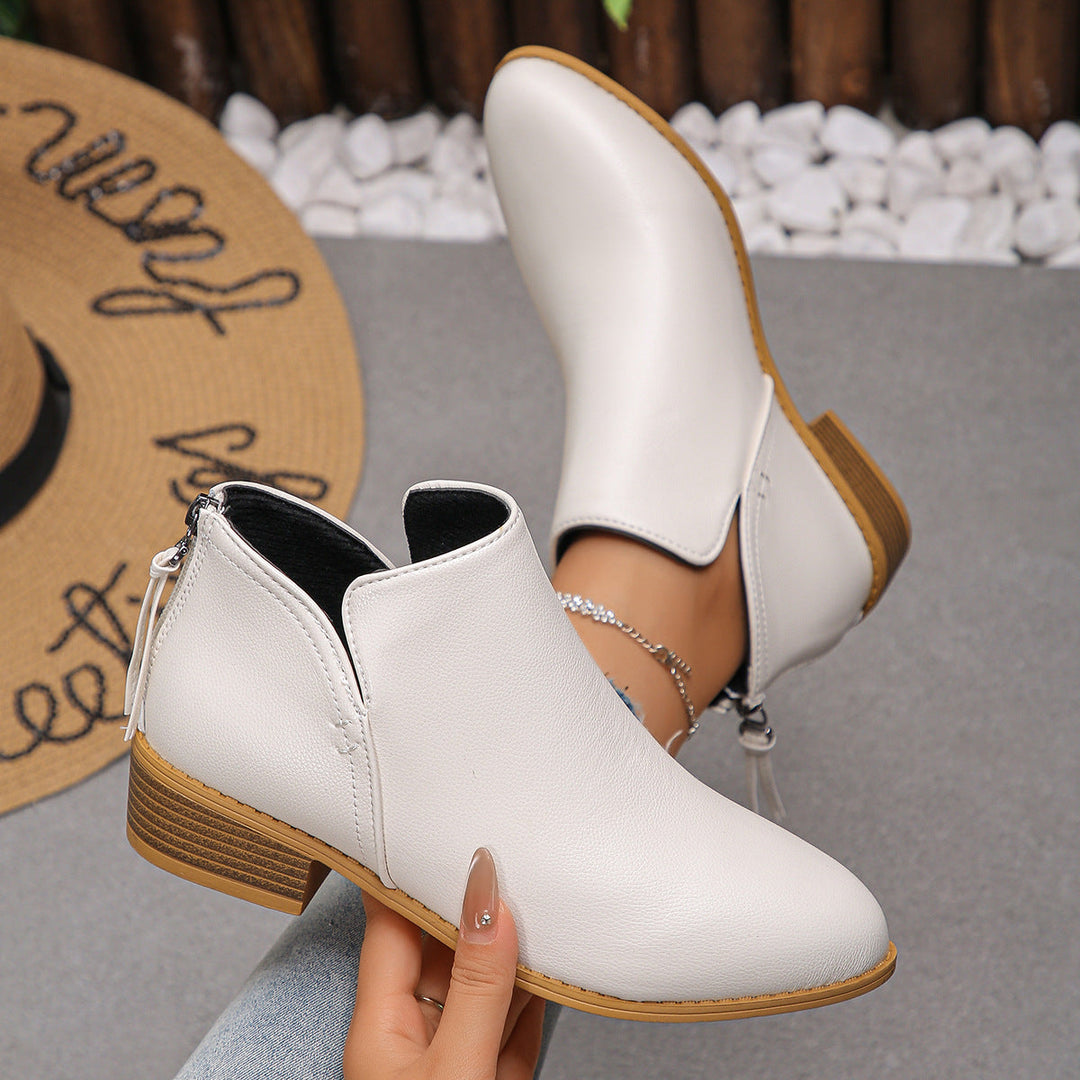 Damen modische Ankle Boots mit seitlichem Reißverschluss und geschmackvollem Design Drune