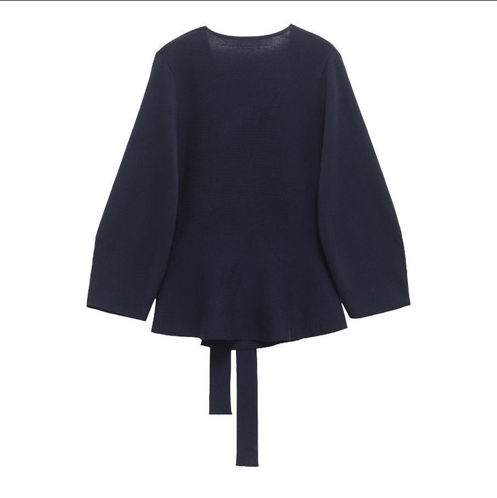 Damen 50+ Wickelcardigan mit V‑Ausschnitt, Taillenband und leichtem Schößchen Drune