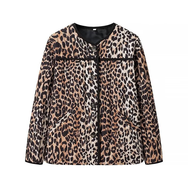 Damen Modische Jacke im trendigen Leopardenmuster Drune