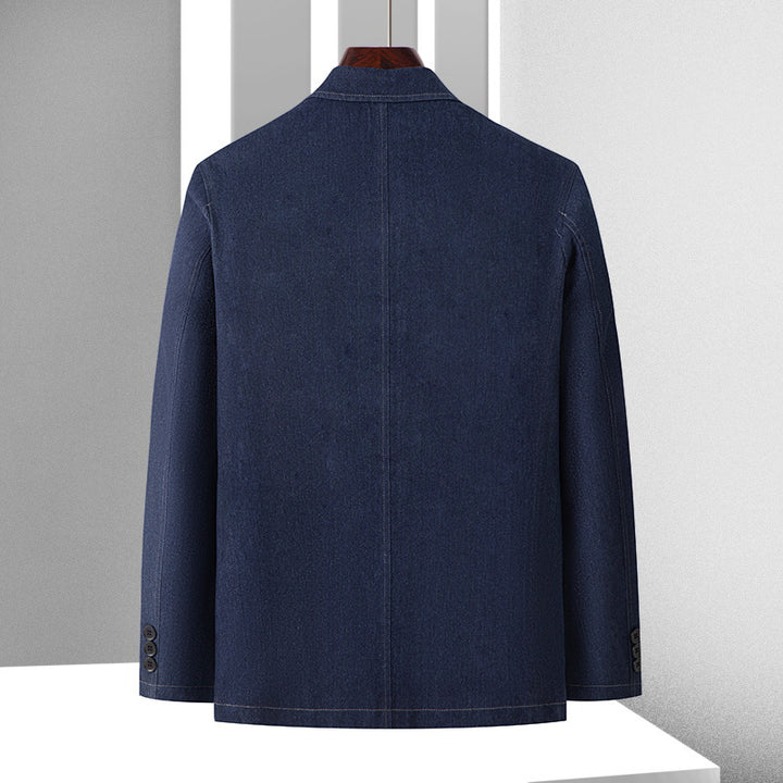 Herren Casual Denim-Blazer mit aufgesetzten Taschen und leichtem Stretch Drune