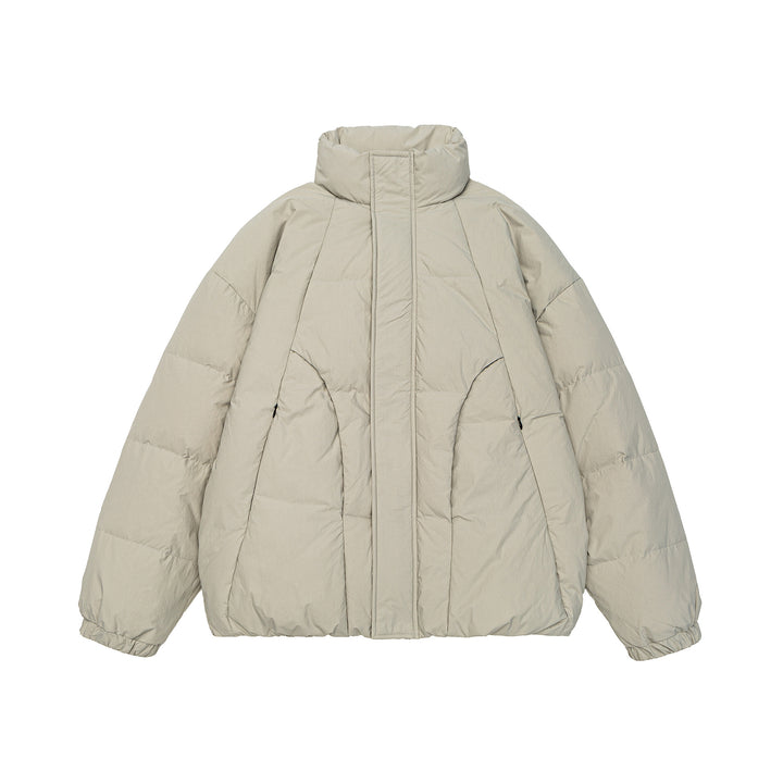 Damen Voluminöse Steppjacke mit hohem Stehkragen und winddichter Frontblende Drune