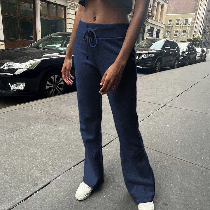 Damen nan Hochbund Loungehose mit Kordelzug, ausgestelltem Bein und weichem Sweatmaterial Drune