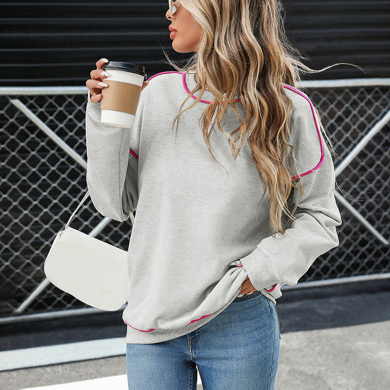 Damen Oversize-Sweatshirt mit Kontrastnähten und geripptem Saum Drune