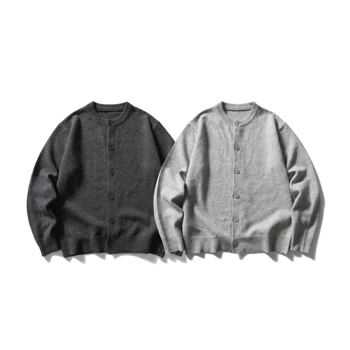 Damen Feinstrick-Cardigan mit Rundhalsausschnitt, durchgehender Knopfleiste und breiten Rippbündchen Drune