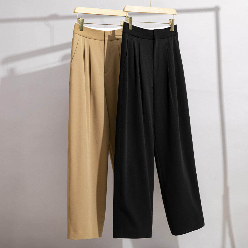 Damen Hochtaillierte Plissee-Bundhose mit weitem Bein Drune