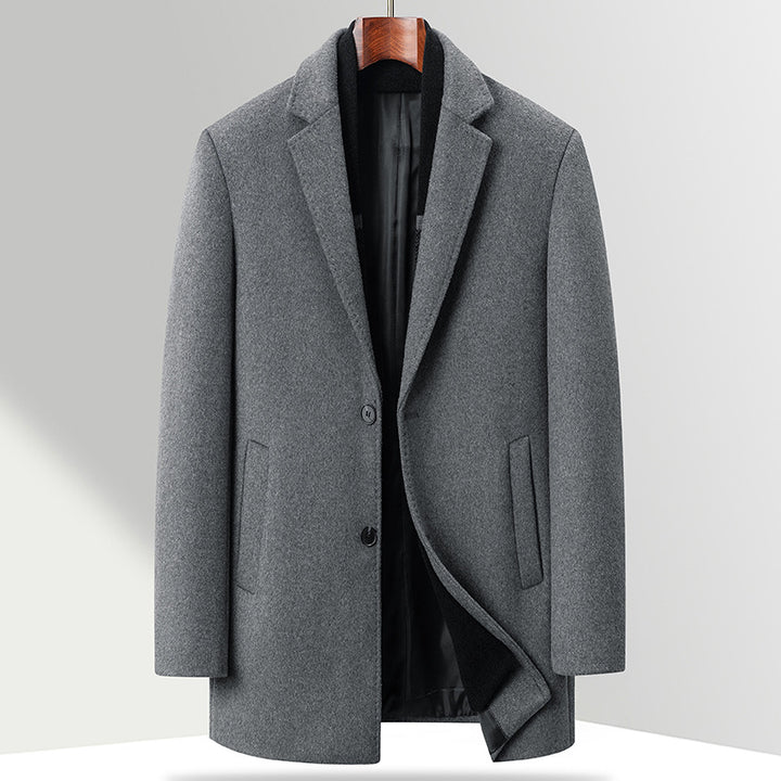Herren Business-Kurzmantel aus Premium-Wollmix mit Reverskragen und seitlichen Leistentaschen Drune