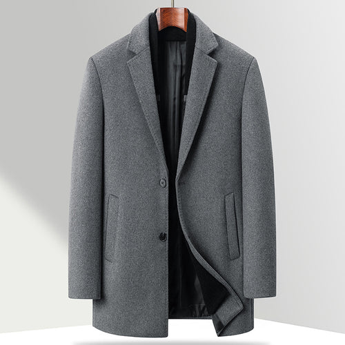 Herren Business-Kurzmantel aus Premium-Wollmix mit Reverskragen und seitlichen Leistentaschen Drune