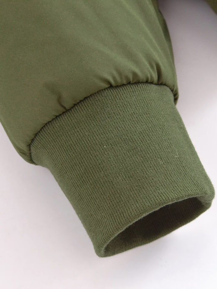 Damen Kurz geschnittene wattierte Blousonjacke mit geripptem Saum Drune