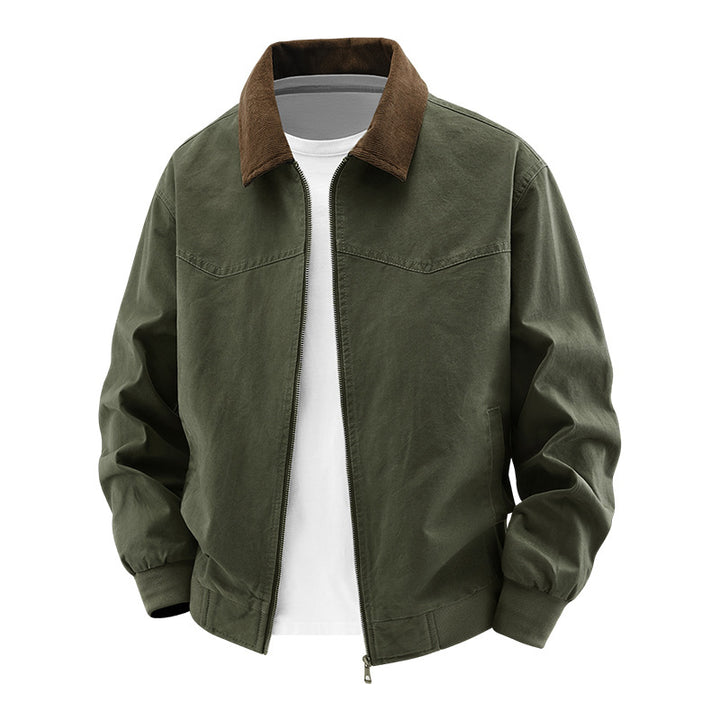 Herren Stilvolle Bomberjacke mit Cordkragen Drune