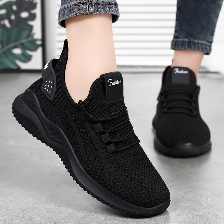Damen nan gestrickter Sockensneaker mit Fersenstabilisator, reaktiver Leicht-EVA-Zwischensohle und elastischer Schnellzug-Schnürung Drune