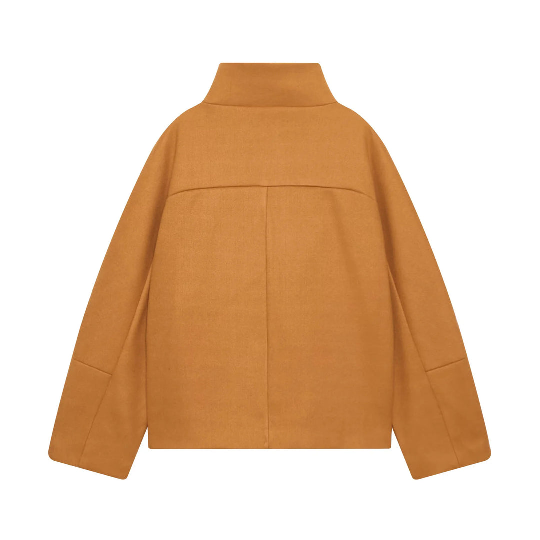 Damen nan kastige Oversize Wollmixjacke mit hohem Stehkragen und großen aufgesetzten Pattentaschen Drune