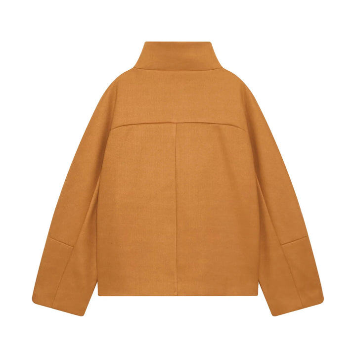 Damen nan kastige Oversize Wollmixjacke mit hohem Stehkragen und großen aufgesetzten Pattentaschen Drune