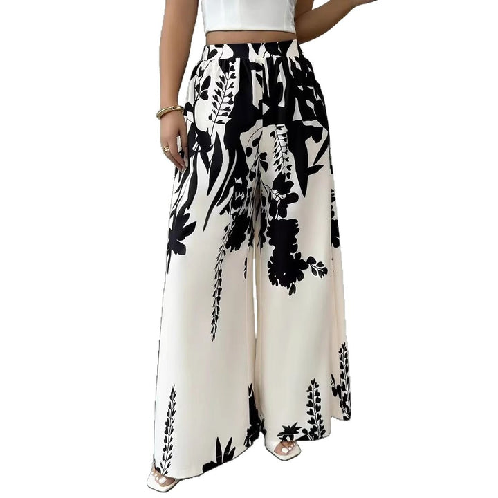 Damen Palazzo-Hose mit floralem Muster und elastischem Taillenbund Drune