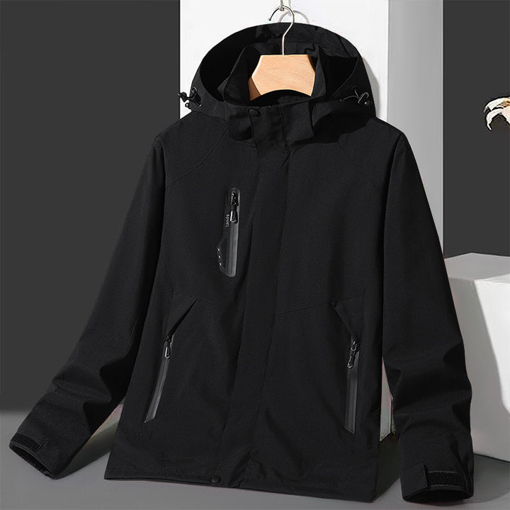 Herren Softshell-Windjacke mit Kapuze, wasserdichten Reißverschlüssen und verstellbarem Saum Drune