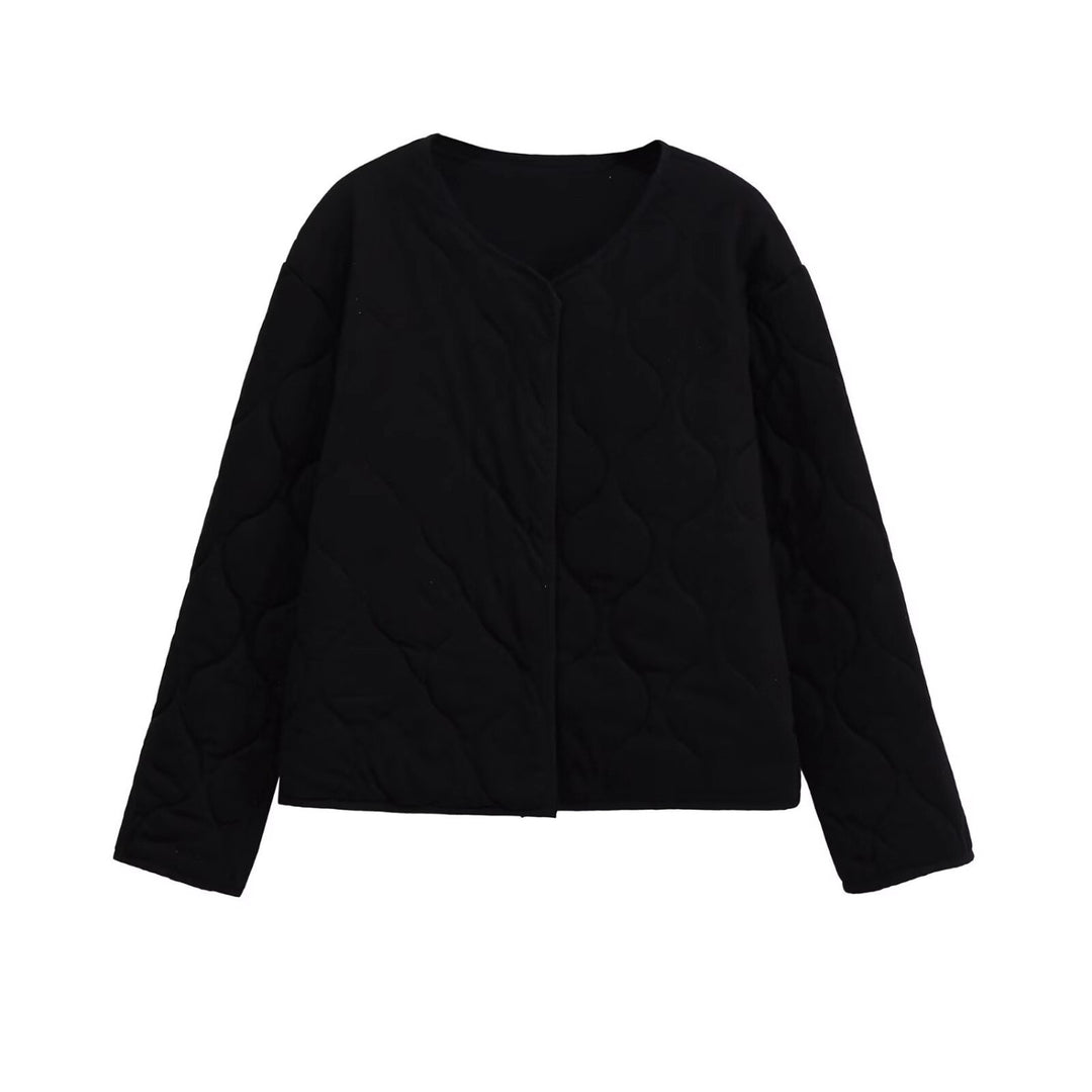 Damen Gesteppte Kurzjacke im Oversize‑Schnitt mit Rundhals und Wellensteppung Drune
